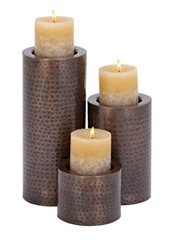 Deco 79 Metal Candle Holder 11 by 7 by 4-Inch Black Set of 3
