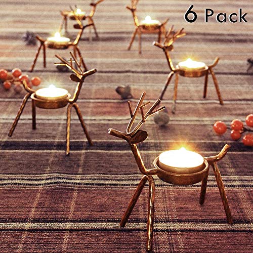 FORUP 6 Pack Metal Reindeer Tea Light Candle Holders Christmas Decoration for Home Reindeer Candle Holder Metal Candle Holder Christmas Candle Holder