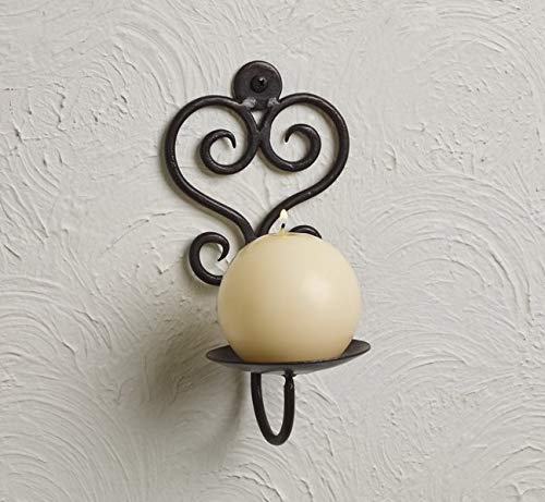 Market Street Iron Scroll Pillar and Votive Candle Wall Sconce