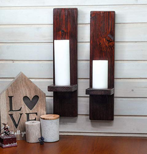 Rustic Wall Sconces or Candle Holders in Dark Cherry Pair Pair Rustic Candle Holder or Wall Sconces Rustic Home Decor Candle Farmhouse Wall DecorWood Shelf-Game of Thrones Inspired Gift Cherry