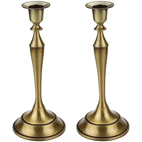 CBTONE Metal Taper Candle Holder Set of 2 Bronze Candlestick Holder Candelabra Candle Stand for Wedding Ceremony Party Home Decor