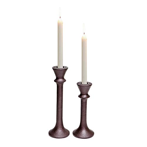 GiveU Rustic 2 Pack Candlestick Decorative Taper Candle Holder for Table Centerpiece 7 x 9 Brown