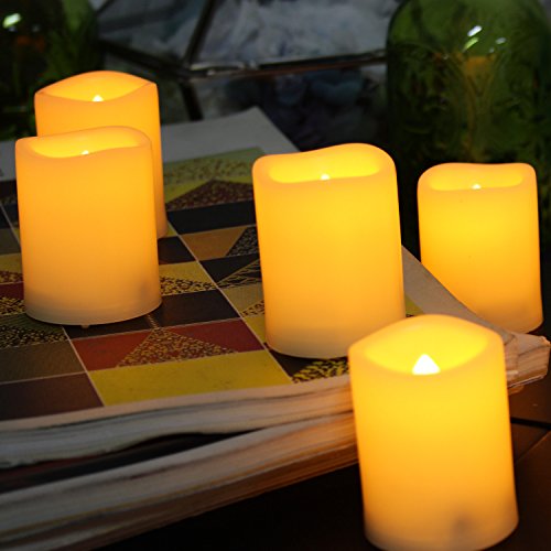 6 PCS Premium Flameless Candles with Timer LED Votive Battery Powered Votives with Timer Long Battery Life Battery Life 200 Hours