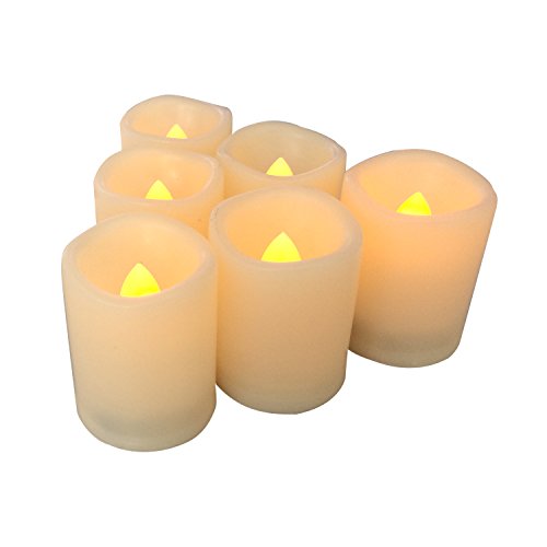 Candle Choice 6 PCSFlameless Votive Candles with Timer LED Votives Battery Operated Votives with Timer Realistic Flickering Long Battery Life 400 Hour  CR2450 Battery Size 15Dx2H