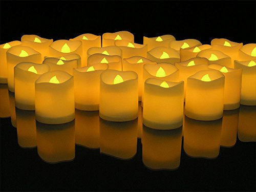 LED Lighted Flickering Votive Candles White Flameless - Banberry Designs - Box of 48