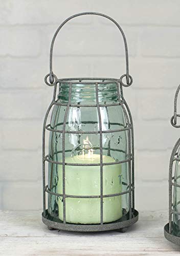 Attractive and Graceful Quart Mason Jar Candle Cage - Metal Lantern Candle Holder with Clear Glass Rustic IndoorOutdoor Light for Your Home Decor - Modern Rustic Vintage Farmhouse Style