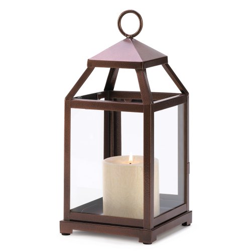 Gifts Decor Burnished Copper Contemporary Hanging Lantern Candle Holder Stand