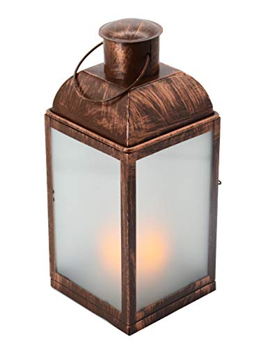 HomeBerry12 Battery Operated Flame Effect Lantern Candle Holders Metal Hanging Lantern Indoor Outdoor Christmas Lanterns Fireplace Decorative Candle Lantern Holder Table Desk Lamp Decoration