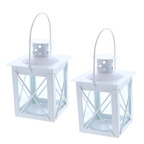 LiShay White Gifts Décor 4 Inch Hanging Lantern Candle Holder - Set of 2