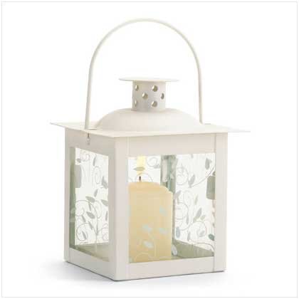 Small White Lantern Ivory Glass Candleholder Candle