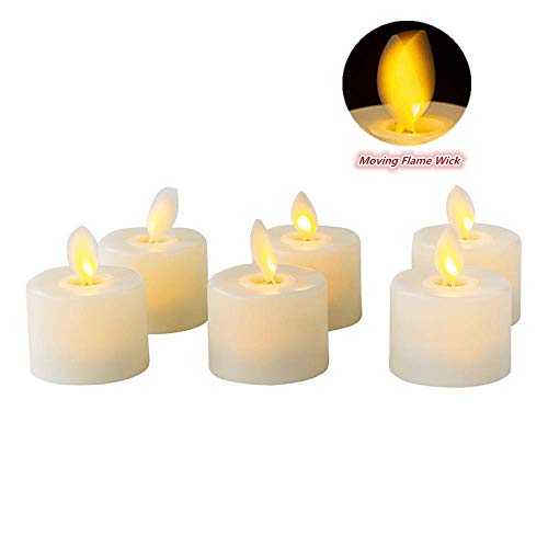 Flameless LED Tea Light Candles Realistic Dancing LED Flames Electric Fake Candles Flickering Battery Operated Candles LED Votive Candles Unscented Tealights Decorative Candles Warm White Pack of 6