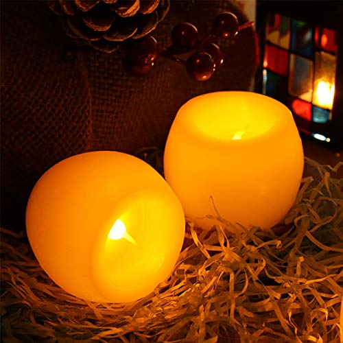 Greenclick Flameless Candles Battery Operated Candles Set of 2 LED Candles Flickering Unscented Decorative Candle for Seasonal Festival Celebration with Timer FunctionWarm White