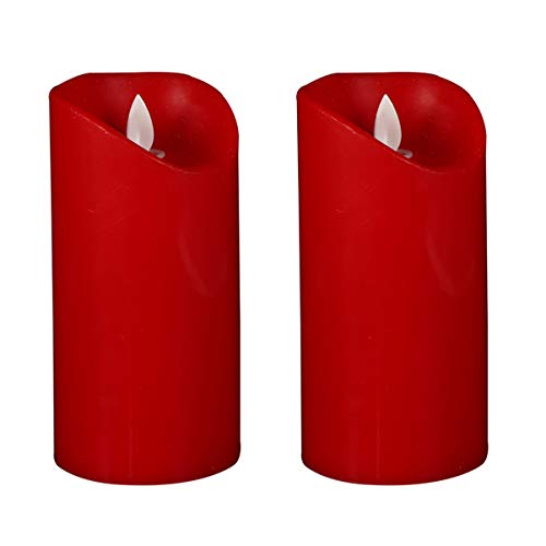 LEDMOMO LED Candle Light Bright Flameless Candles Battery Operated Decorative Candles With Remote Control and Timer for Home Bars Hotel Party Valentines Day Wedding Decor - Red 2 Pcs