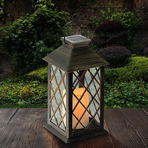 Tomshine LED Solar Lantern Waterproof Outdoor Lantern Solar Lights Outdoor Decorative Candle Light for Patio Courtyard Garden