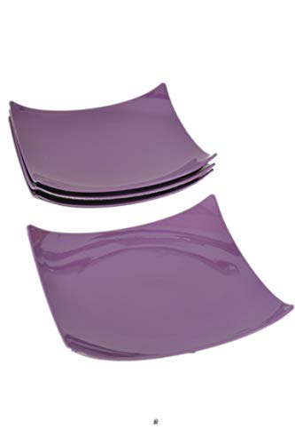 American Chateau Set 4 Purple Glossy Large 65 Square Pillar Candle Holder Base Plate