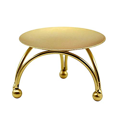 BESTIRTOOL 4PCS Iron Candle Holder Pillar Candle Plate Table Golden Round Candlestick Pedestal Candle Stand for Party Wedding Home Decoration