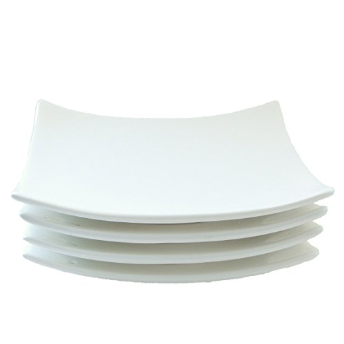 Small Porcelain Candle Plate set of 4 Square White R0737