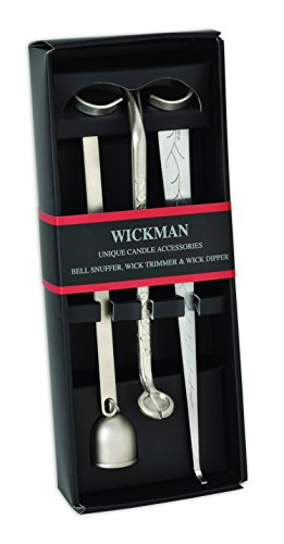 WICKMAN Candle Accessory Gift Pack - Set of 3 - Wick Trimmer Wick Dipper Bell Snuffer