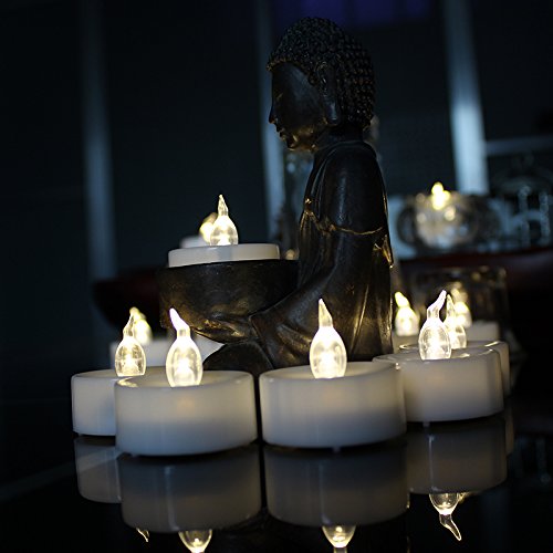 Taonology Flameless LED Tealight Candles Battery-IncludedVotive HolderStocking Stuffers-24 PackWarm White