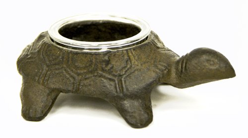 Caffco International Cast Iron Turtle Candle Holder With Glass Votive Cup