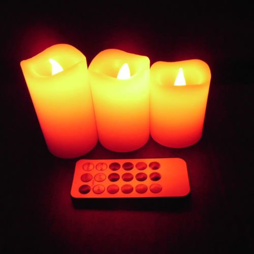 Dy 3pcs Changed Color Remote Control Electric Candles Flameless Led Pillar Candle Cup Tea Light For Wedding Birthday