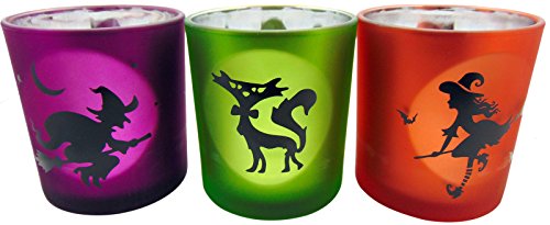 Flameless Glass Halloween Design Tealight Candle Cup
