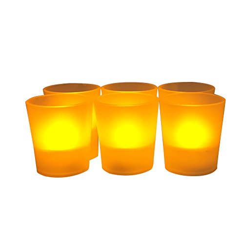 Flameless Party Votives Amber Led Flameless Candles With Plastic Cup batteries Included Set Of 6