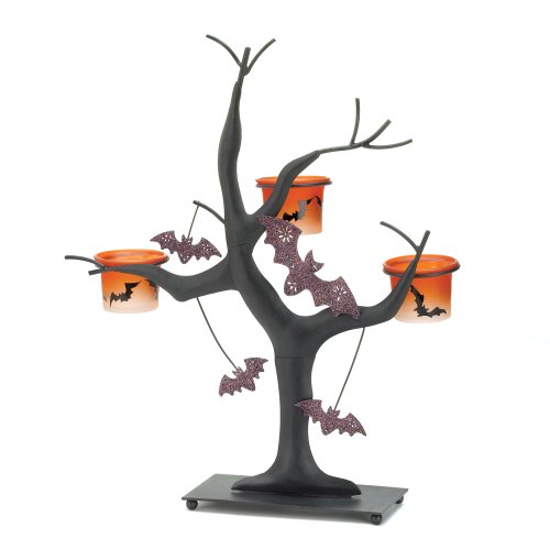 Spooky Halloween Theme Orange Candle Cup Holder Tree Decor