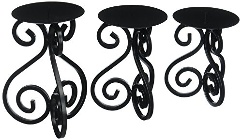 FA Decors Black Scroll work table top candle holders set of 3 Mediterranean Tuscan Decor