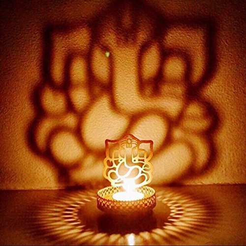 Hashcart Shadow Ganesh Design Tealight Candle Holder Table Decorative Candle Stand  Candle Holder for Fireplace