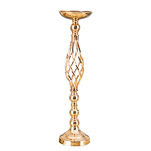 Kweeniny Gold Flower Vases Candle Holder Rack Stand Wedding Decoration Road Lead Table Centerpiece Pillar Party Event Candlestick