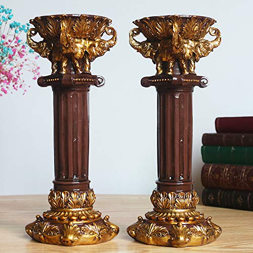 Retro Candle Holder Decor Candle Holder Table Candle Holder for Wedding Festival and Birthday Candlelight Dinner Decorative Light Home Décor Ornament Wedding Table Ornament 2PcsSet Big