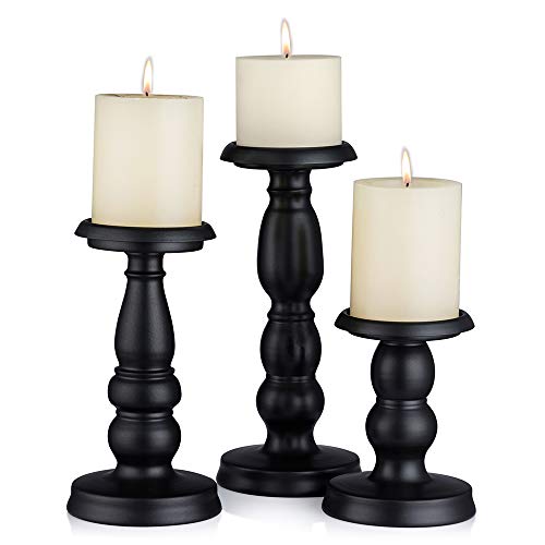 Sziqiqi Retro Iron Candle Holder Table Candle Holder Romantic Wedding Ornament for Birthday Candlelight Dinner Home and Bar Decorative Light Simple Wedding Item Black-3Pcs