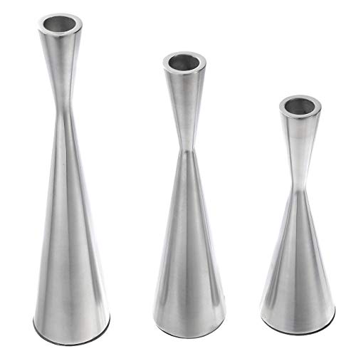 Taper Candle Holder Set of 3 Metal Candle Holders Candlestick Holders for Table Vintage Modern Decorative Centerpiece Candlestick Holders Candle Stand for Wedding Dinner Christmas Silver
