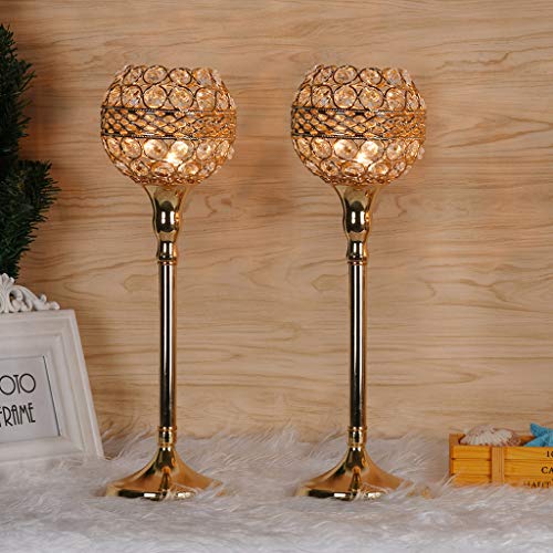 Anferstore 15Inch Crystal Candle Holders Vintage Pattern Wedding Candle Holders for Dining Table DecorationsMothers DayValentines DayHouse GiftsPack of 2 Gold