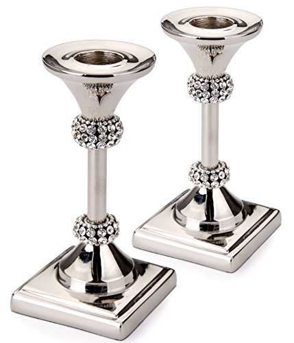 Pizzazz Set of 2 Candle Holders with Crystals for Wedding Dining Table