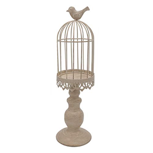 RingBuu Metal Hollow Iron Bird Cage Candle Holder Stand Tealight Candlestick Hanging Lantern Decor for Wedding Home Decor Ornaments Gift 37cmx10cm