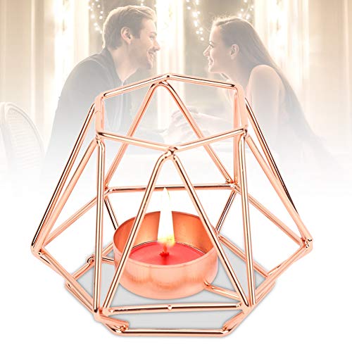 TOPINCN Geometric Tealight Holder Wedding Candle Holder Candlestick for Home Tabletop Art Decor Ideal Gift for Parties EventsRose Gold S