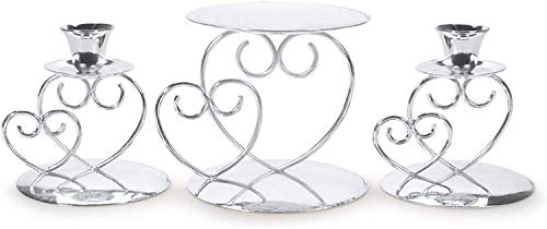 Victoria Lynn Silver Unity Candle Holder 3-Piece Set - Includes 1 Pillar and 2 Taper Candle Holders - Add an Elegant Touch to Wedding Ceremony or Anniversary Party Makes a Great Keepsake