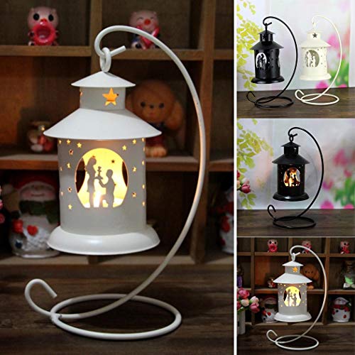 Yuniole Antique Moroccan Style Lovers Propose Hollow Lantern Candle Holder Stand for Wedding Home Decor Lover Romantic Gift