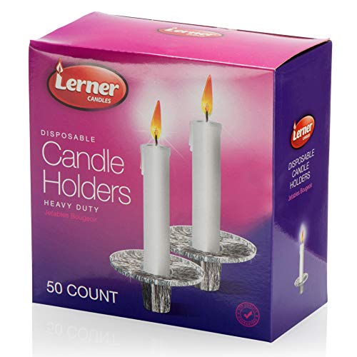 Aluminum Disposable Candle Holders For Taper Candles  50 Pack Heavy Duty