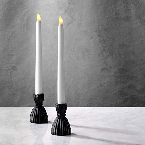 Black Candlestick Holder Set - Glass Taper Candle Holders Glossy Black Finish 35 Inch Height Fits Standard 34 Inch Tapered Candles Farmhouse Kitchen Decor Modern Party Centerpiece - Pack of 2
