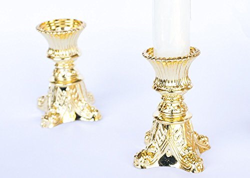 JenlyFavors Plastic Taper Candle Holder Gold 12 Pieces