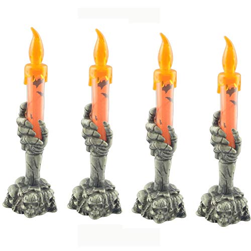 4 Pack Halloween Flameless Candle Lights Battery Operated Halloween Party Indoor Outdoor Candlestick Decorative Art Props