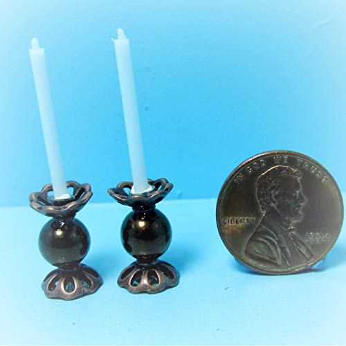 Dollhouse Unique Candlesticks Candles in Bronze KL1799 - Miniature Scene Supplies Your Fairy Garden - Doll House - Outdoor House Decor