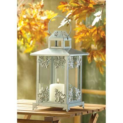 Garden Lantern Beautiful Silver Candle Holder Iron Home Hanging Ornament Patio Tabletop Lamp Outdoor Decor