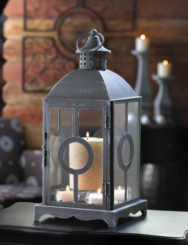 Tabletop Lantern Display Hanging Candle Holder Iron Guard Ornament Lighting Home Decor Black