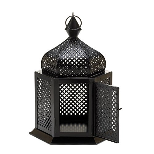 Tabletop Lantern Moroccan Hanging Candle Holder Iron Black Ornament Guard Display Home Lighting Decor
