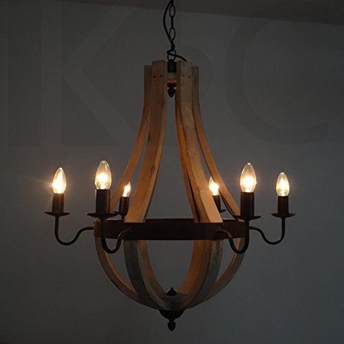 Tydxsd Loft Scandinavian-style Wooden Iron Living Room Lamp Six Western Candle Holders Candle Chandelier 700780mm
