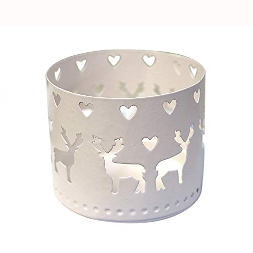 Christmas Candle Holder Centerpiece Hollow Snowflakes Reindeer Elk Spruce Graphic DIY Tealight Candle Holders Metal Ornaments for Xmas Wedding Birthday Festival Dining Coffee Table